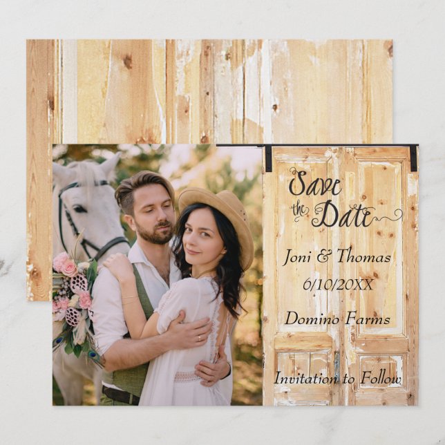 Invitation Photo de sauvegarde de date de style country rusti (Devant / Derrière)
