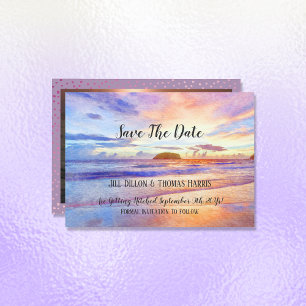 Invitation Photo de Save The Date aquarelle lever de soleil s
