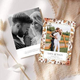 Invitation Photo de save the date Floral Rustique d'Automne