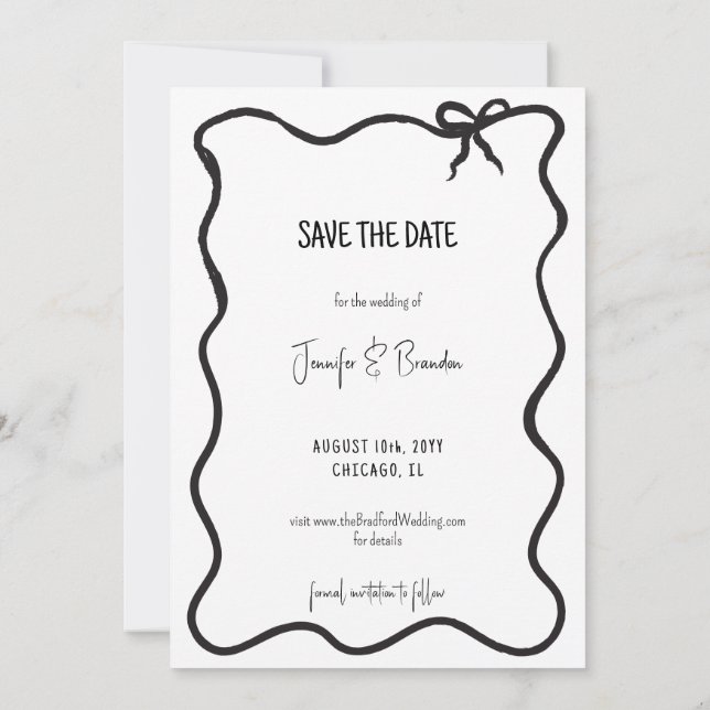 Invitation Photo de Save the Date manuscrit d'Ancien Argent (Dos)