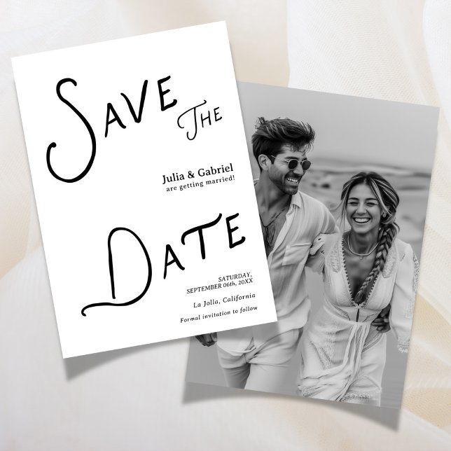 Invitation Photo de Save The Date Moderne (Modern Save The Date Photo Blue Invitation)
