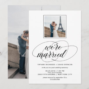 Invitation Photo de script fantaisie noir et blanc Nous som