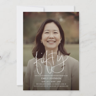 Invitation Photo de script moderne minimal 50e anniversaire