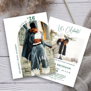 Invitation Photo de script vert moderne 2024 Minimal Grad Par