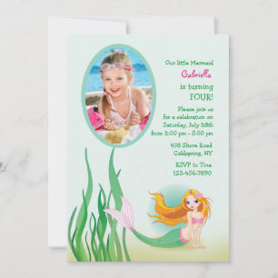 Invitation photo de sirène mignonne