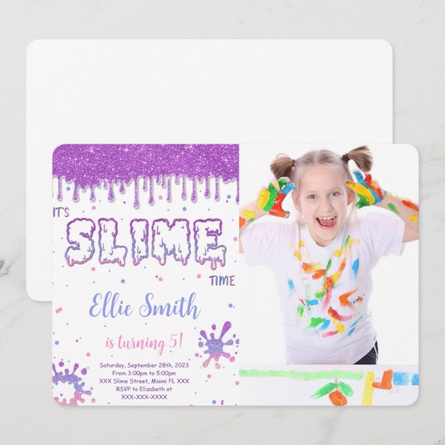 Invitation photo de Slime modifiable (Devant / Derrière)