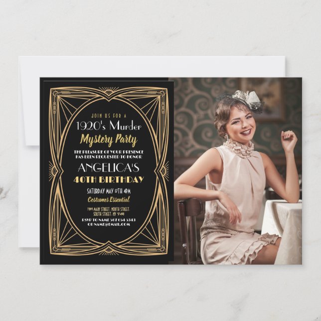 Invitation Photo de soirée d'anniversaire mystère de meurtre  (Devant)