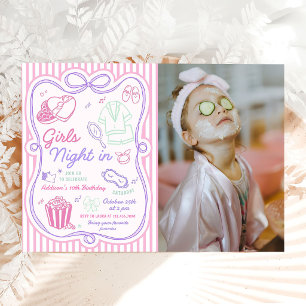 Invitation Photo de soirée pyjama d'anniversaire de pré-adole