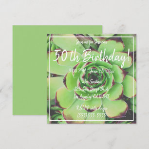 Invitation Photo de succulente verte pour 50e anniversaire