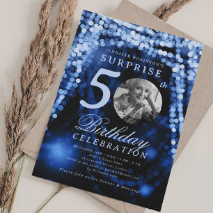 Invitation Photo de SURPRISE 50e Anniversaire Glam Lumières B