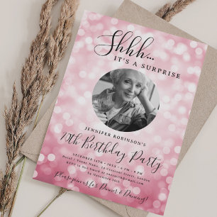 Invitation Photo de SURPRISE 70e Anniversaire Bokeh Rose Chau
