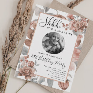 Invitation Photo de SURPRISE 70e Anniversaire Rose Gold
