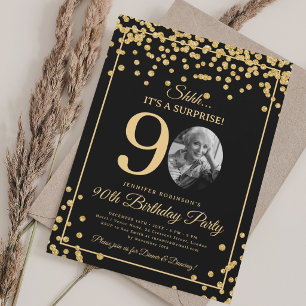 Invitation Photo de SURPRISE 90e Anniversaire Paillettes Conf