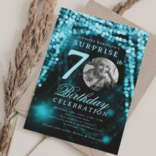 Invitation Photo de SURPRISE pour 70e anniversaire Turquoise