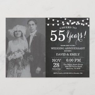 Invitation Photo de tableau noir pour 55e anniversaire de mar