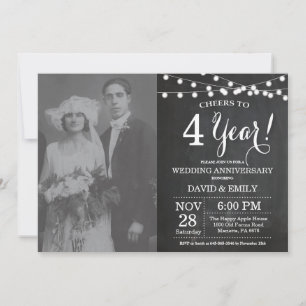 Invitation Photo de tableau noir pour le 4ème anniversaire de