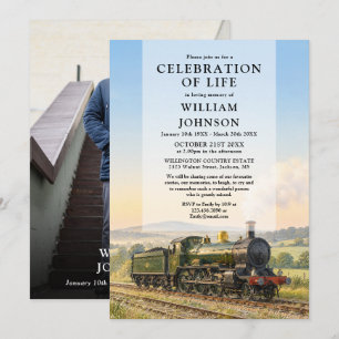 Invitation Photo de train à vapeur Élégante célébration de la