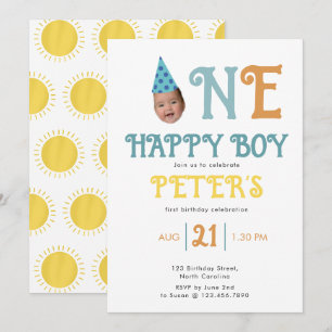 Invitation photo de visage de garçon heureux pour