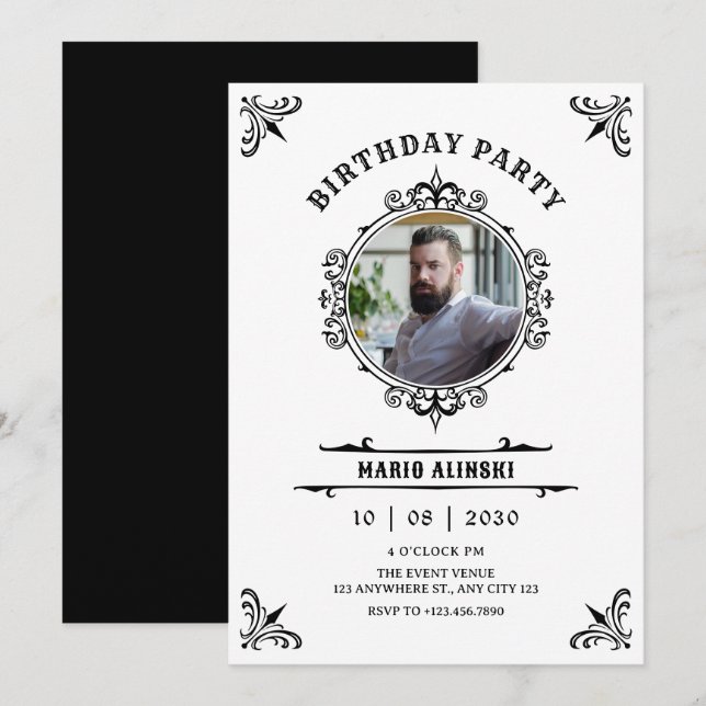 Invitation Photo décorative vintage (Devant / Derrière)