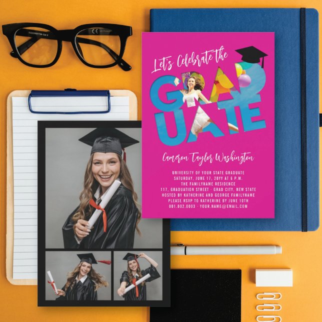 Invitation Photo découpée de diplômé cool Fête de remise de d (Créateur téléchargé)