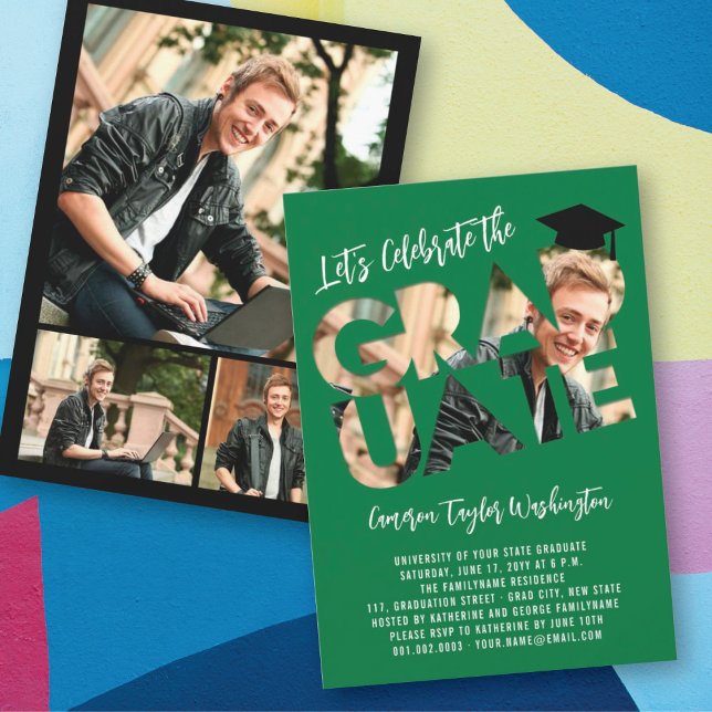 Invitation Photo découpée de diplômé cool Fête de remise des  (Créateur téléchargé)