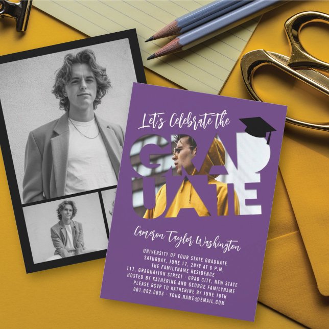 Invitation Photo découpée unique de diplômé Fête de graduatio (Créateur téléchargé)