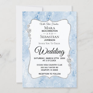 Invitation *~* Photo Demask - RSVP - QR Mariage diamant