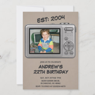 Invitation Photo d'enfance personnelle Anniversaire Y2K