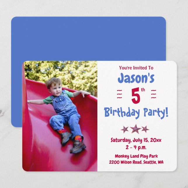 Invitation Photo d'enfant Fête d'anniversaire (Devant / Derrière)