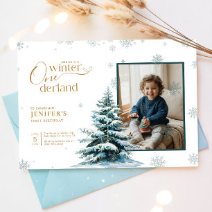 Invitation Photo d'enfant Hiver Onederland Fête d'anniversair