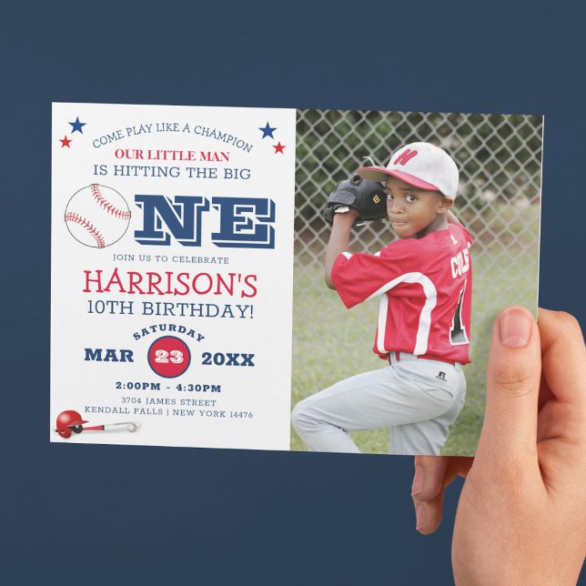 Invitation Photo d'enfants de baseball classique cool pour an (Créateur téléchargé)