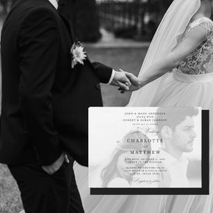 Invitation Photo des deux parents Mariage noir et blanc