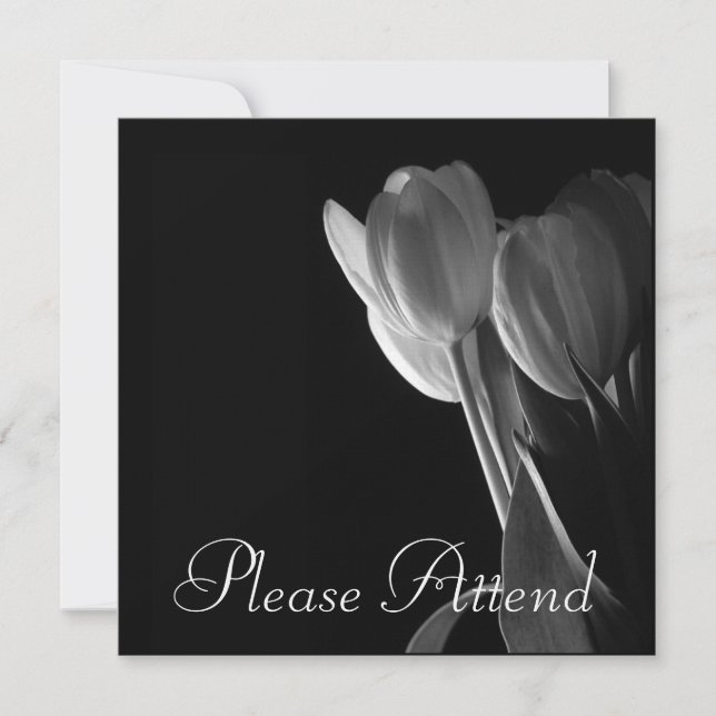 Invitation Photo Des Tulipes Blanches Sur Le Arrière - plan N (Devant)