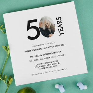 Invitation Photo design moderne 50E anniversaire de Mariage