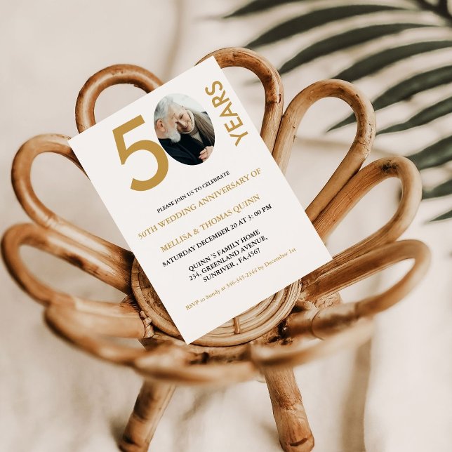 Invitation Photo design moderne 50E anniversaire de Mariage (Créateur téléchargé)