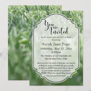 Invitation Photo d'Herbe Verte, Fête ou Événement Décontracté