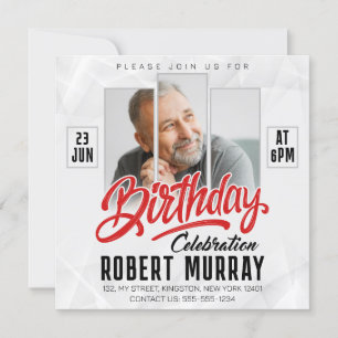 Invitation Photo d'homme pour célébration d'anniversaire mode