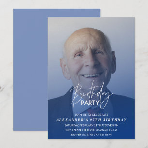 Invitation Photo d'hommes bleu marine Fête d'anniversaire 97 
