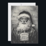 Invitation Photo d'identité de Santa Claus : la liste des vil<br><div class="desc">Une représentation hyper-réaliste en noir et blanc de Santa Claus dans un scénario de photo d'identité. L'image détaillée montre Santa dans sa tenue traditionnelle, mais avec un aspect usé et en détresse, avec un panneau suspendu autour de son cou. Derrière lui se trouve un tableau de mesure vintage, ajoutant à...</div>