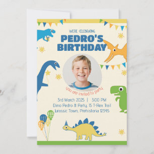 Invitation Photo Dinosaur fête d'anniversaire