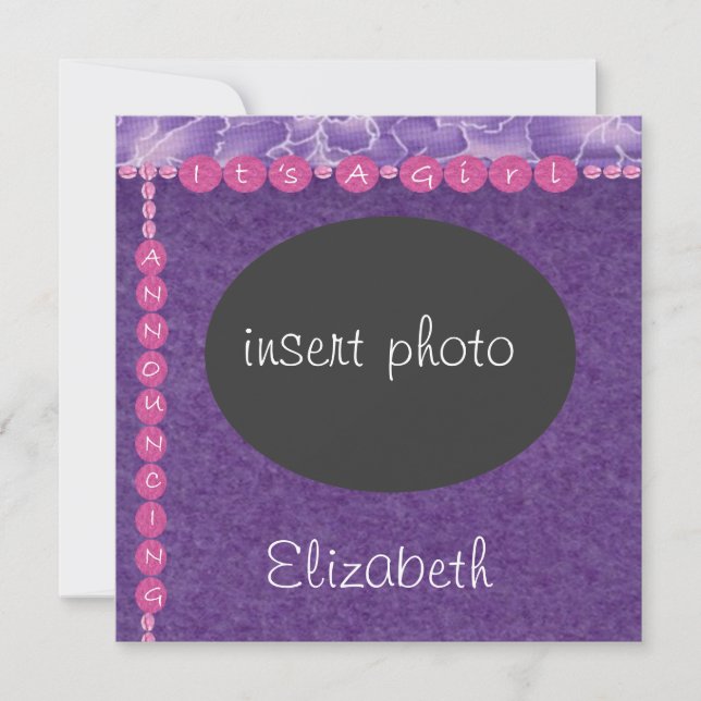 Invitation Photo d'insertion baby shower-fille (Devant)