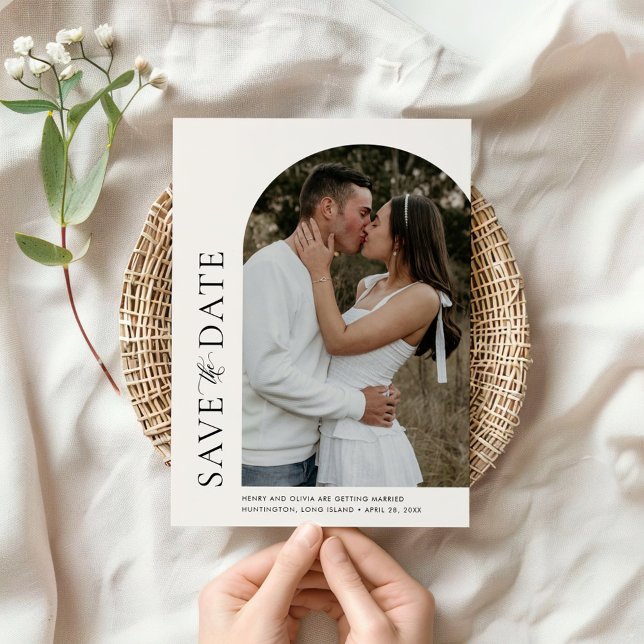 Invitation Photo Dome Off Center de la modernité Enregistrer  (Créateur téléchargé)