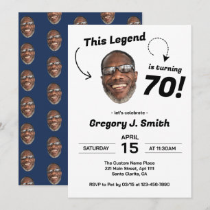 Invitation Photo Drôle de Visage Hommes 70e Anniversaire