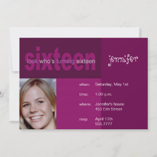 Invitation photo du 16e anniversaire