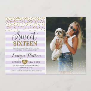 Invitation Photo du 16e anniversaire de la Lavender Sweet six