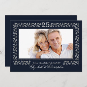 Invitation Photo du 25e anniversaire du Mariage en argent ble