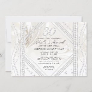 Invitation Photo du 30e anniversaire de mariage avec perle