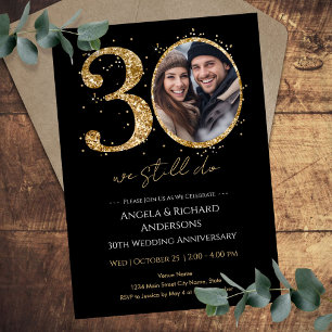 Invitation Photo du 30e anniversaire du Mariage Parties scint