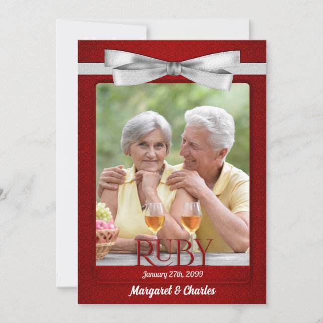 Invitation Photo du 40e anniversaire de mariage de rubis (Devant)