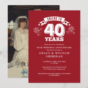 Invitation Photo du 40e anniversaire du Mariage Ruby